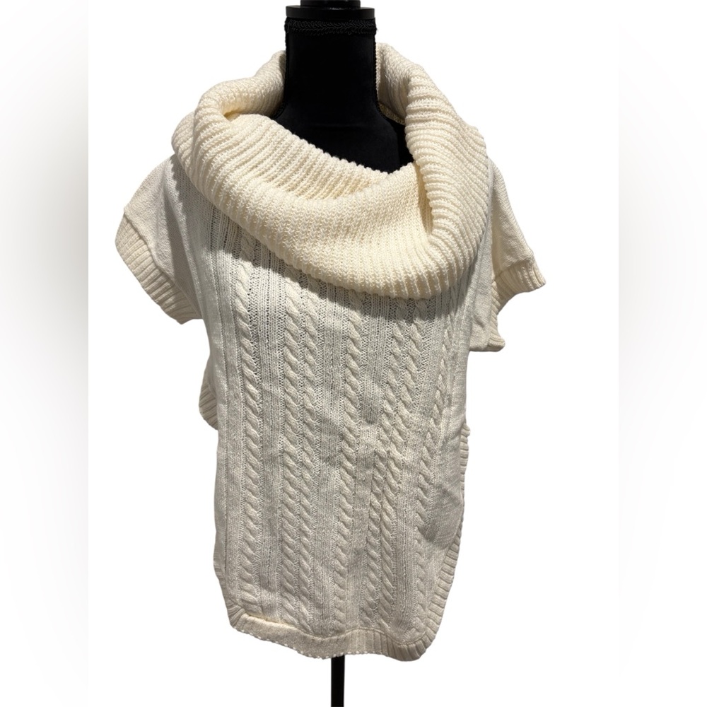 Open Back Cream Cable Knit Sweater Small